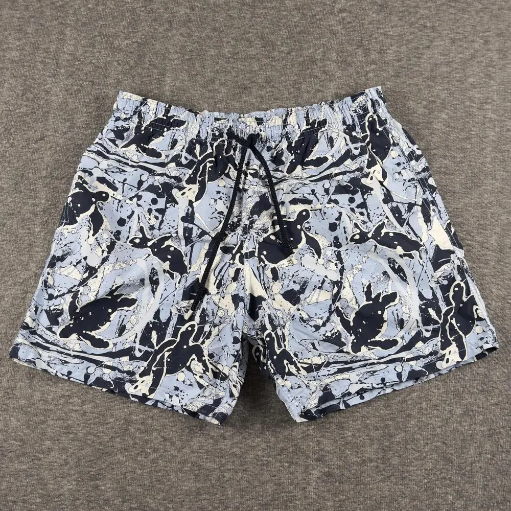 Vilebrequin Swim Shorts Mens 2XL Blue Turtle Print Trunks Mesh Lined Quick Dry